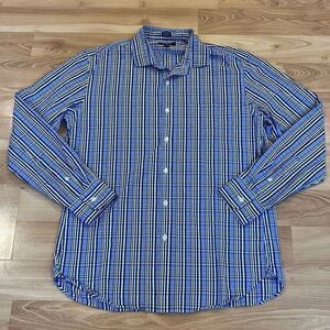 Thompson Shirtings by J. Crew 80’s 2-Ply Blue White Pink Plaid Long Sleeve Shirt